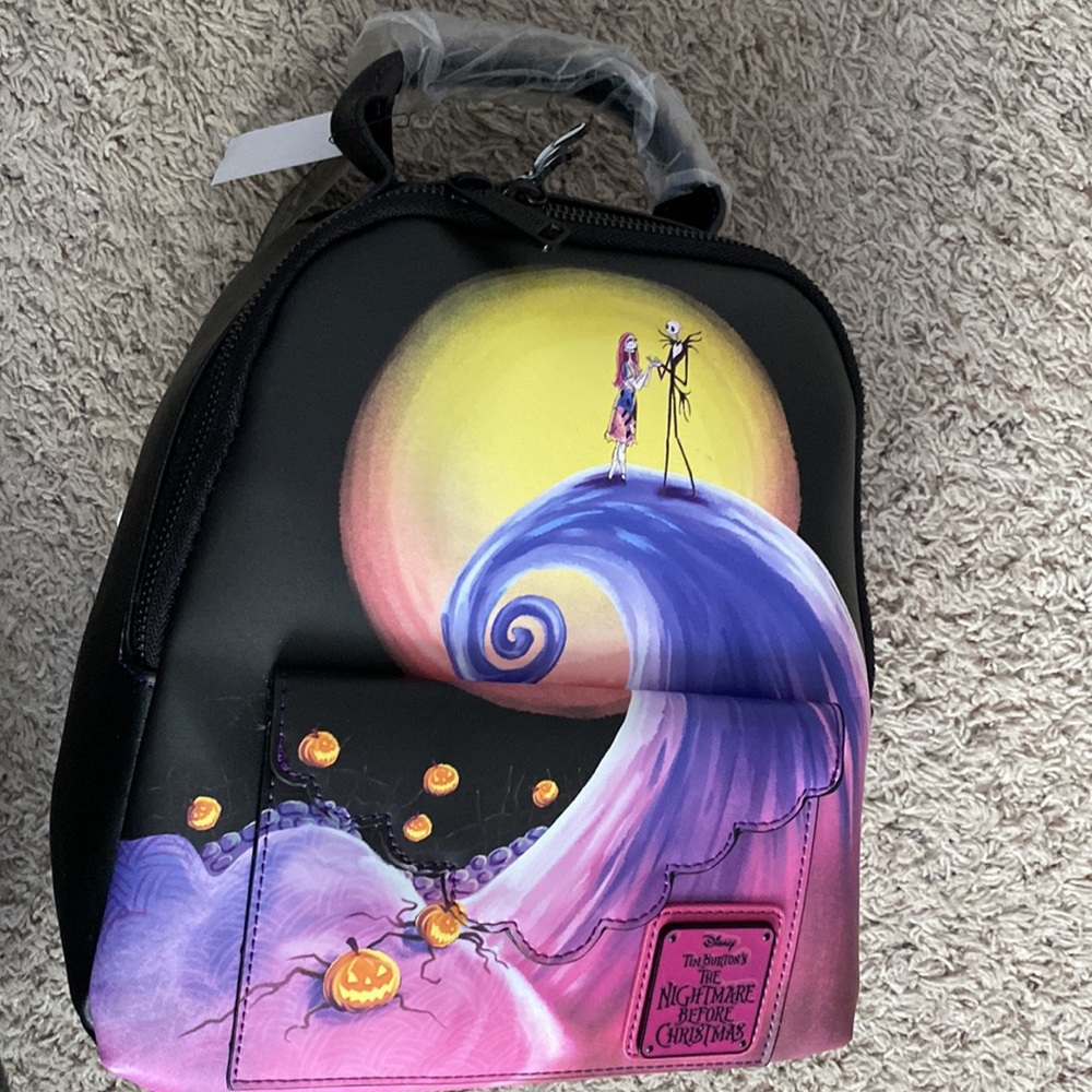 Loungefly The Nightmare Before Christmas Spiral Hill Mini Backpack pink purple